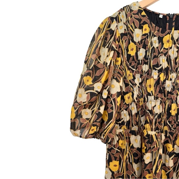 Rebecca Taylor Women’s Large Daphne Fleur Cotton Silk Blend Midi Dress Fall - Picture 6 of 8